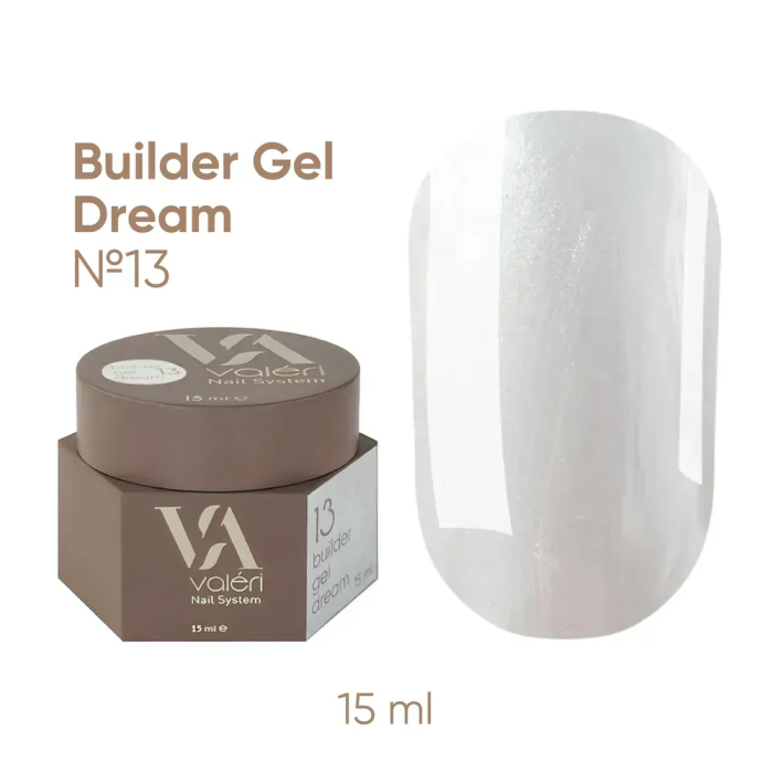 Гель для нарощування Valeri Builder Gel Dream New №13, молочний перламутр, 15 мл