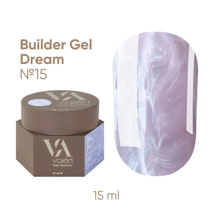 Гель для наращивания Valeri Builder Gel Dream New №15, лиловый перламутр, 15 мл
