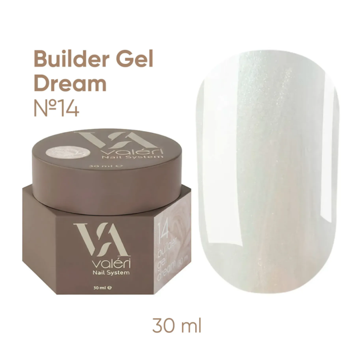Гель для наращивания Valeri Builder Gel Dream New №14, кремовый перламутр, 30 мл