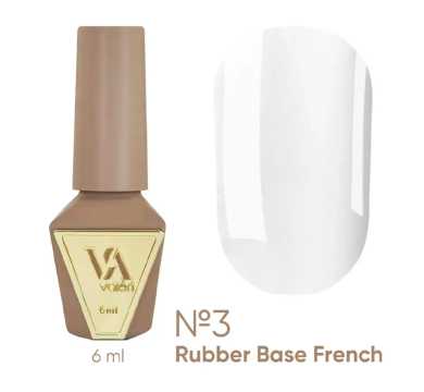 База камуфлююча Valeri Rubber Base French New №003, молочна із золотим мікрошиммером, 6 мл