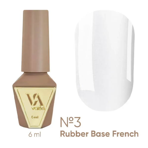 База камуфлююча Valeri Rubber Base French New №003, молочна із золотим мікрошиммером, 6 мл