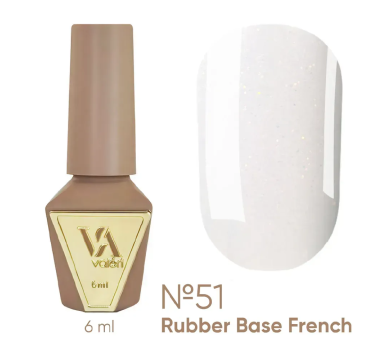 База камуфлирующая Valeri Rubber Base French New №051, молочная с шиммером, 6 мл