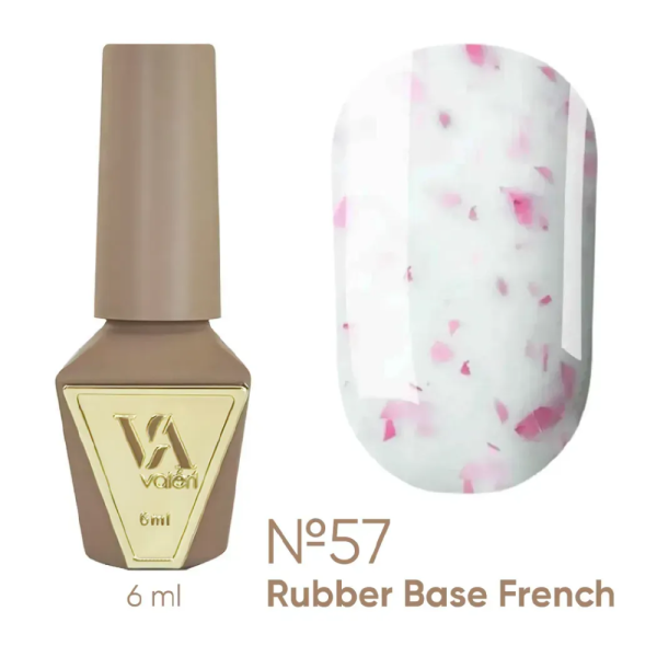База камуфлююча Valeri Rubber Base French New №057, молочна з рожевою поталлю, 6 мл