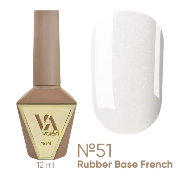 База камуфлирующая Valeri Rubber Base French New №051, молочная с шиммером, 12 мл