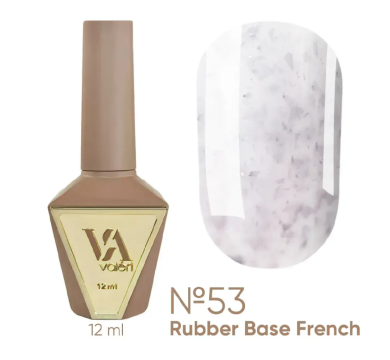 База камуфлююча Valeri Rubber Base French New №053, молочно-рожевий із сріблястою поталлю, 12 мл