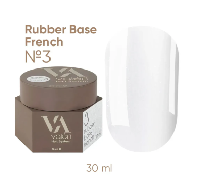 База камуфлююча Valeri Rubber Base French New №003, молочна із золотим мікрошиммером, 30 мл