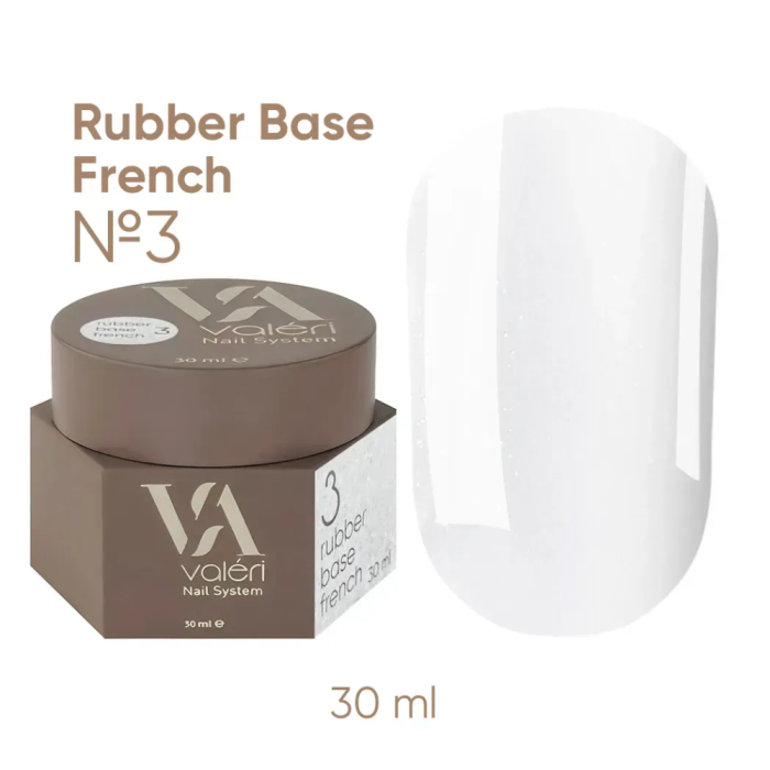 База камуфлирующая Valeri Rubber Base French New №003, молочная с золотым микрошиммером, 30 мл
