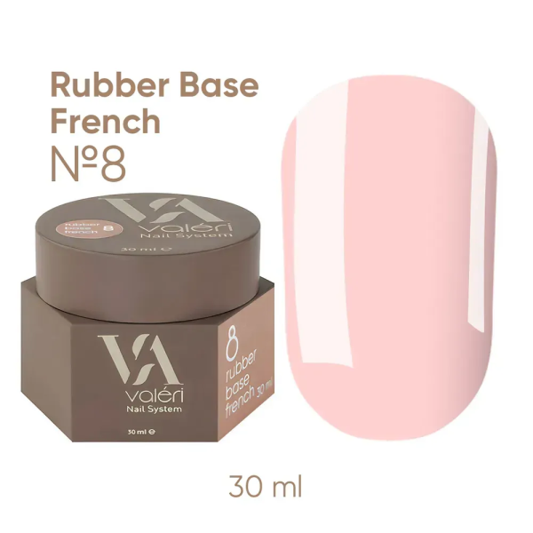 База камуфлююча Valeri Rubber Base French New №008, ніжно-рожева, 30 мл