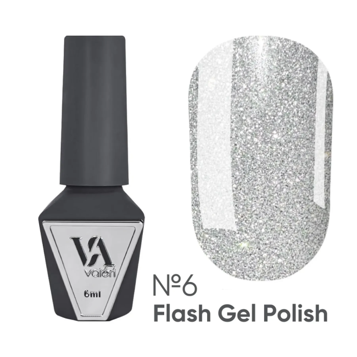 Гель-лак світловідбивний Valeri Gel Polish Flash New №06, срібло, 6 мл