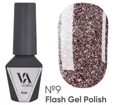 Гель-лак світловідбивний Valeri Gel Polish Flash New №09, коричневий, 6 мл