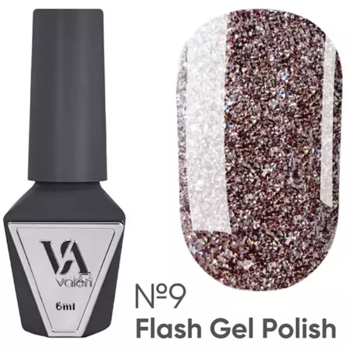 Гель-лак світловідбивний Valeri Gel Polish Flash New №09, коричневий, 6 мл