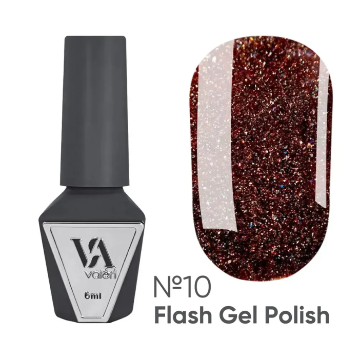 Гель-лак светоотражающий Valeri Gel Polish Flash New №10, красно-бордовый, 6 мл