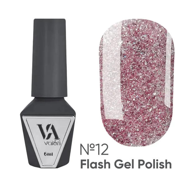 Гель-лак світловідбивний Valeri Gel Polish Flash New №12, рожевий, 6 мл