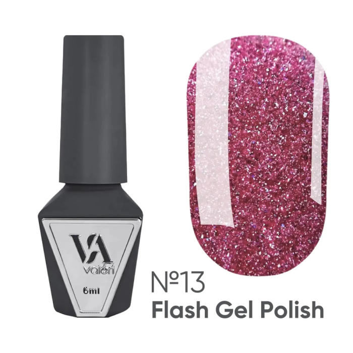 Гель-лак светоотражающий Valeri Gel Polish Flash New №13, малиновый, 6 мл