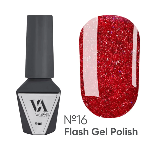 Гель-лак светоотражающий Valeri Gel Polish Flash New №15, красный, 6 мл