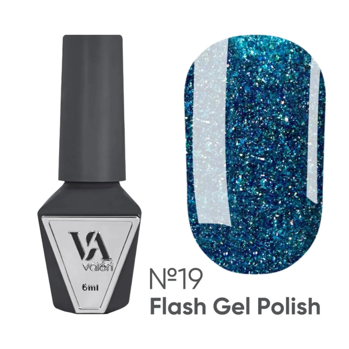Гель-лак светоотражающий Valeri Gel Polish Flash New №19, ярко-голубой, 6 мл
