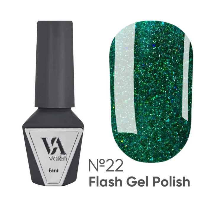 Гель-лак светоотражающий Valeri Gel Polish Flash New №22, темно-зеленый, 6 мл