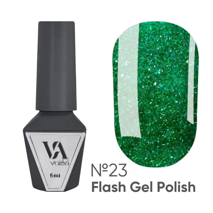 Гель-лак світловідбивний Valeri Gel Polish Flash New №23, зелений, 6 мл