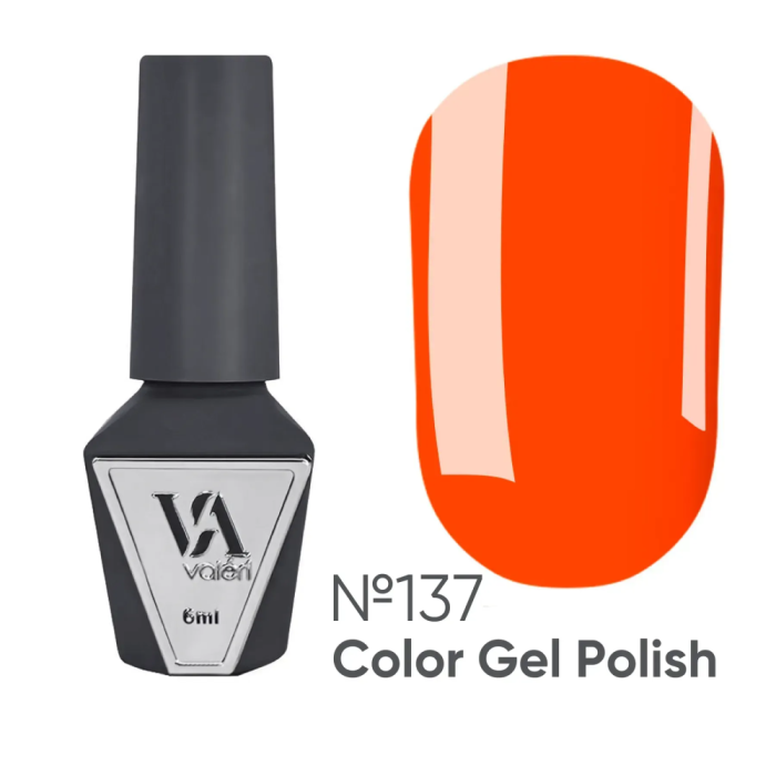 Гель-лак Valeri Color New №137, помаранчевий неон, 6 мл