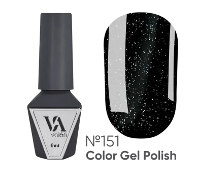 Гель-лак Valeri Color New №151, черный с микроблеском, 6 мл
