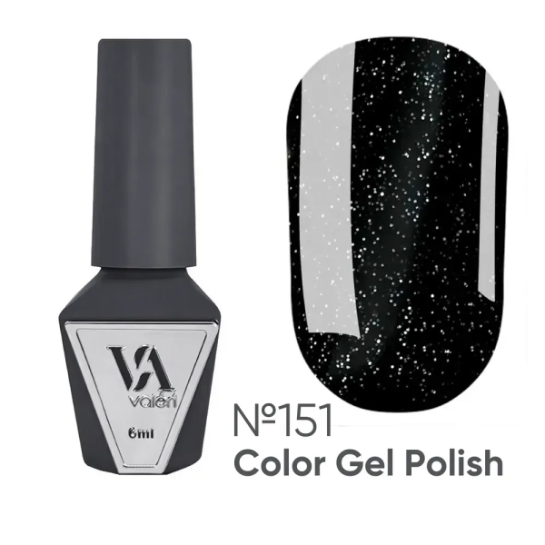 Гель-лак Valeri Color New №151, черный с микроблеском, 6 мл