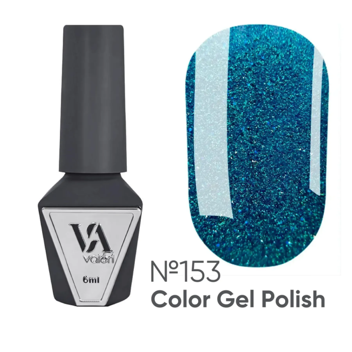 Гель-лак Valeri Color New №153, яркий бирюзово-голубой шиммер, 6 мл