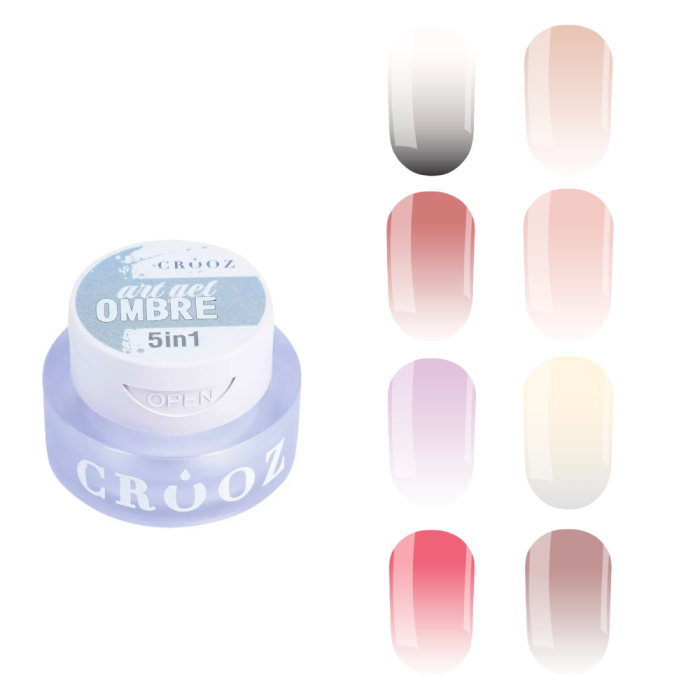 Набір фарб для омбре Crooz 5в1 Art Gel Ombre (8 шт.) + скретч-ручка з набором губок для дизайну
