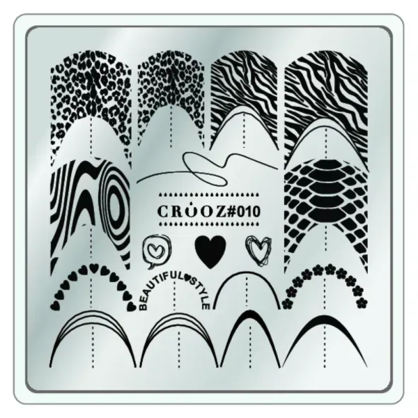 Пластина для стемпинга Crooz №10, для френча, животный принт