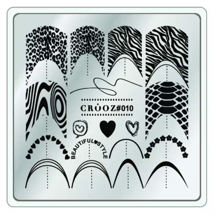 Пластина для стемпинга Crooz №10, для френча, животный принт