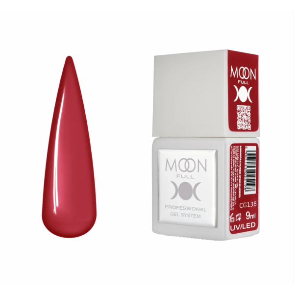 Гель-лак Moon Full Gel Polish Color №CG138, глибокий рубіновий, 9 мл
