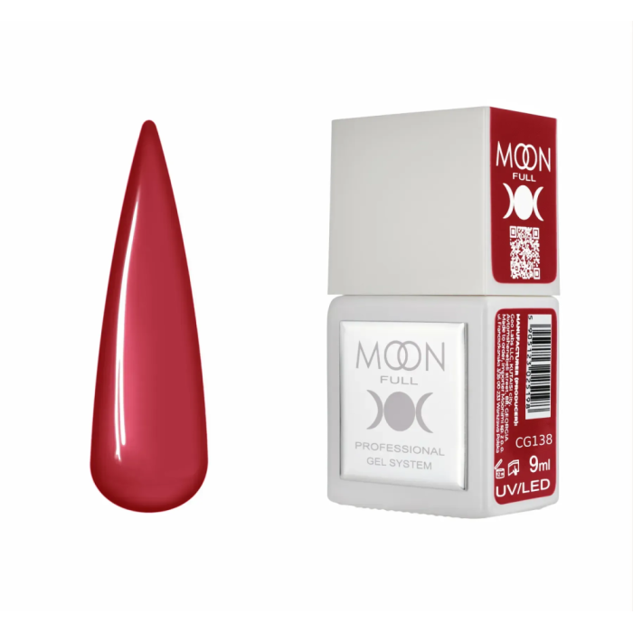 Гель-лак Moon Full Gel Polish Color №CG138, глибокий рубіновий, 9 мл