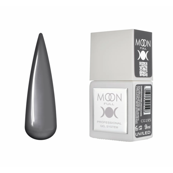 Гель-лак Moon Full Gel Polish Color №CG195, графитово-серый, 9 мл