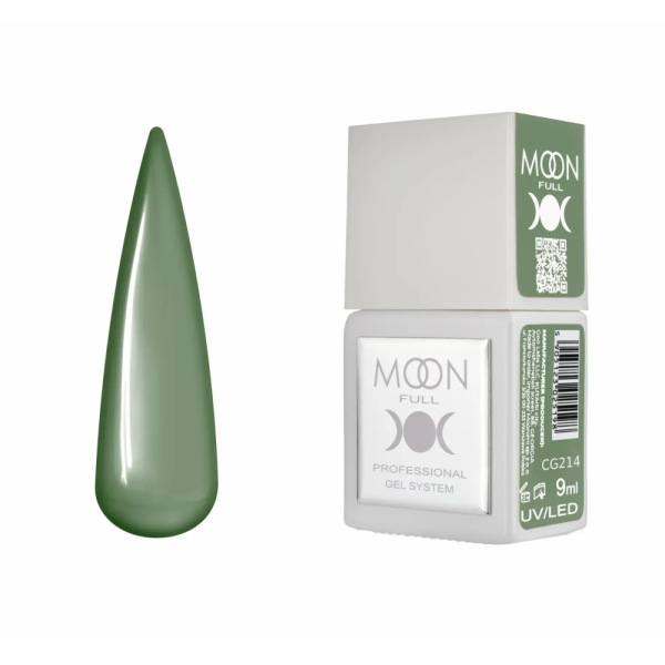 Гель-лак Moon Full Gel Polish Color №CG214, оливковий зелений, 9 мл