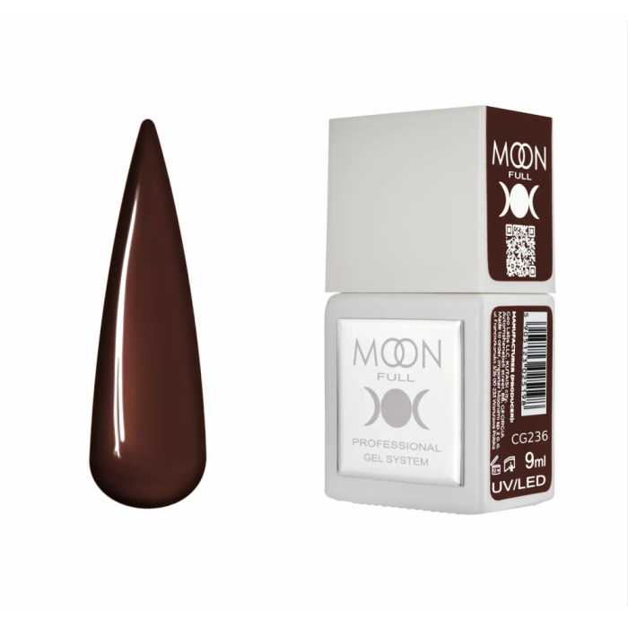 Гель-лак Moon Full Gel Polish Color №CG236, темно-коричневий, 9 мл