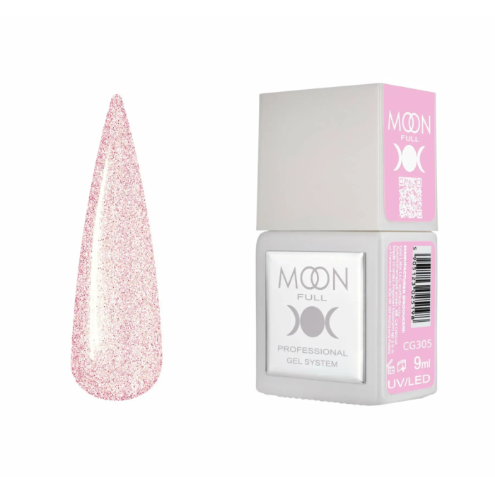 Гель-лак Moon Full Gel Polish Color №CG305, ліловий із золотистим шиммером, 9 мл