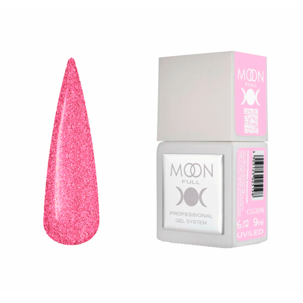 Гель-лак Moon Full Gel Polish Color №CG306, малиновий із шимером, 9 мл