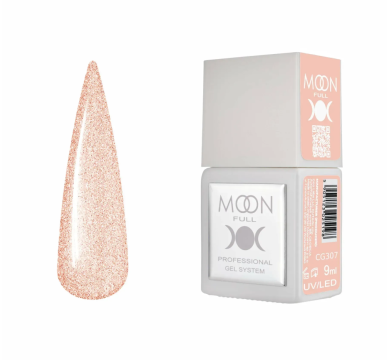 Гель-лак Moon Full Gel Polish Color №CG307, напівпрозорий рожевий із шиммером, 9 мл
