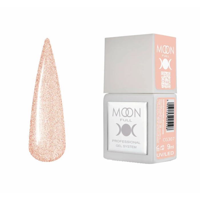 Гель-лак Moon Full Gel Polish Color №CG307, полупрозрачный розовый с шиммером, 9 мл