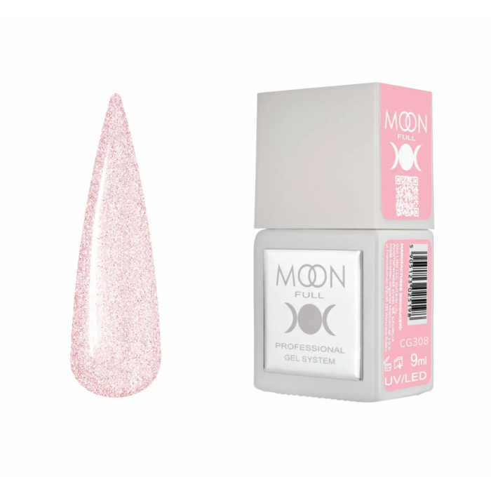 Гель-лак Moon Full Gel Polish Color №CG308, розовый с шиммером, 9 мл
