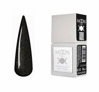 Гель-лак Moon Full Gel Polish Color №CG319, черный с шиммером, 9 мл