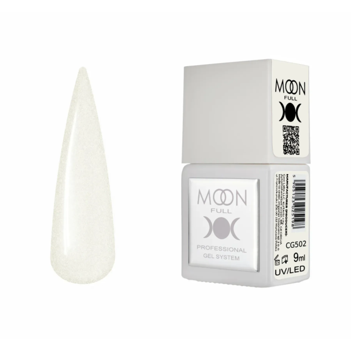 Гель-лак Moon Full Gel Polish Color №CG502, прозорий із сріблястим шиммером, 9 мл