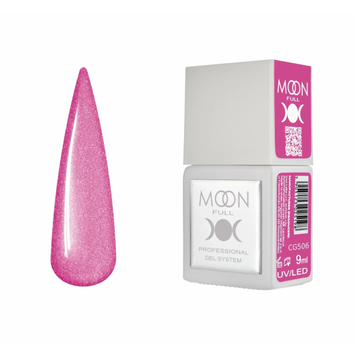 Гель-лак Moon Full Gel Polish Color №CG506, яскраво-рожевий з шиммером, 9 мл