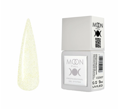 Гель-лак Moon Full Gel Polish Color №CG507, прозорий із золотим шиммером, 9 мл