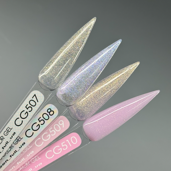 Гель-лак Moon Full Gel Polish Color №CG507, прозорий із золотим шиммером, 9 мл
