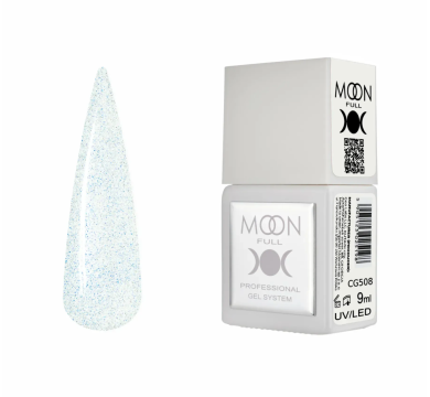 Гель-лак Moon Full Gel Polish Color №CG508, прозорий з синьо-рожевим шиммером, 9 мл