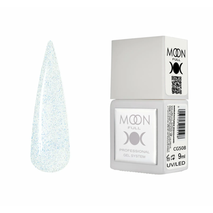 Гель-лак Moon Full Gel Polish Color №CG508, прозорий з синьо-рожевим шиммером, 9 мл