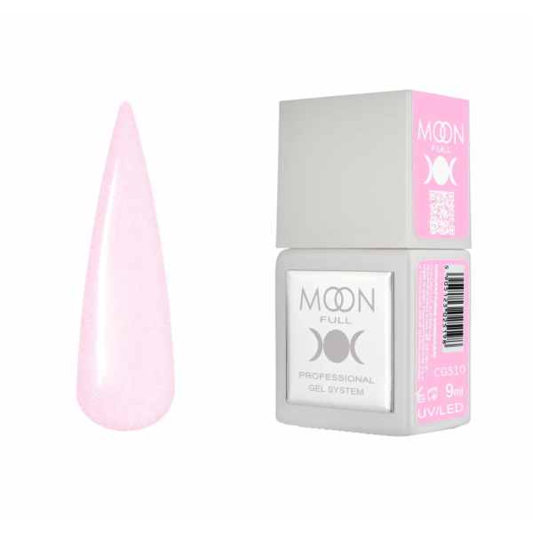Гель-лак Moon Full Gel Polish Color №CG510, рожевий з опаловим шиммером, 9 мл