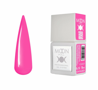 Гель-лак Moon Full Gel Polish Color №CG607, насичений рожевий, 9 мл