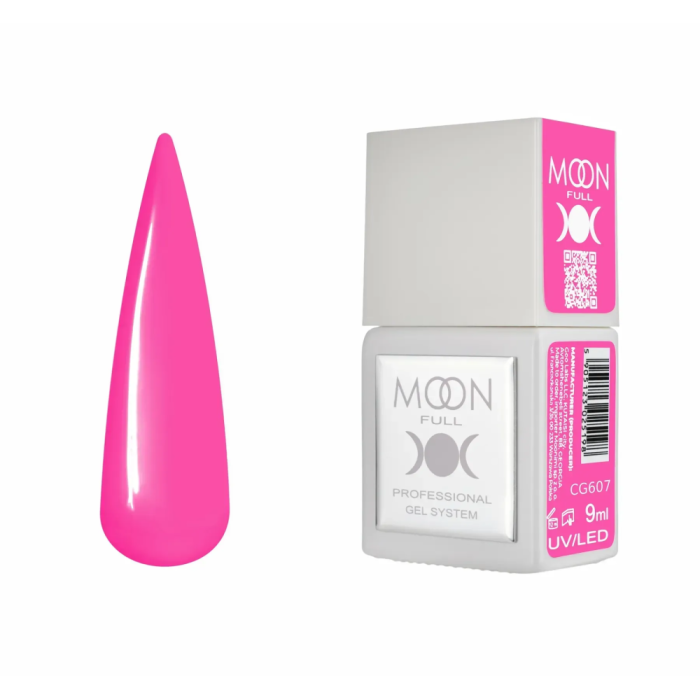 Гель-лак Moon Full Gel Polish Color №CG607, насичений рожевий, 9 мл