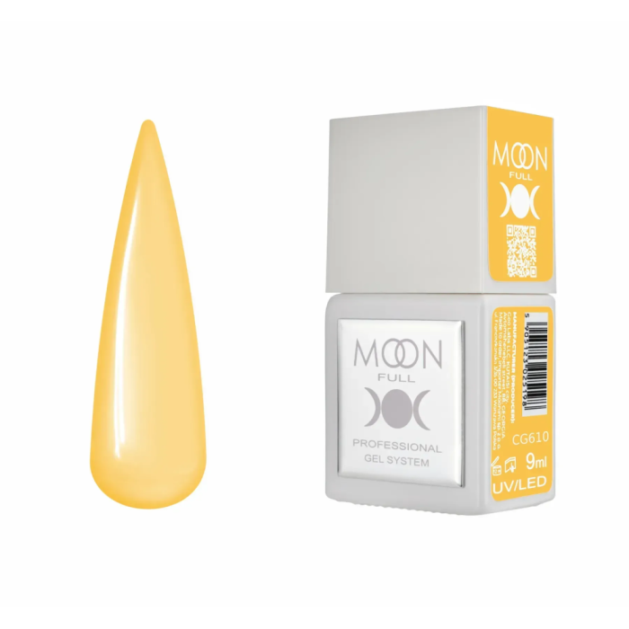 Гель-лак Moon Full Gel Polish Color №CG610, сонячний жовтий, 9 мл
